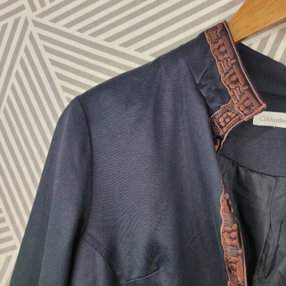 Coldwater Creek Sz 16 Boho Floral Embroidered Jacket Blazer Cowgirl Black Tan - Picture 2 of 5
